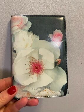 Ted Baker Green Floral Passport Cover with White & Pink Blooms